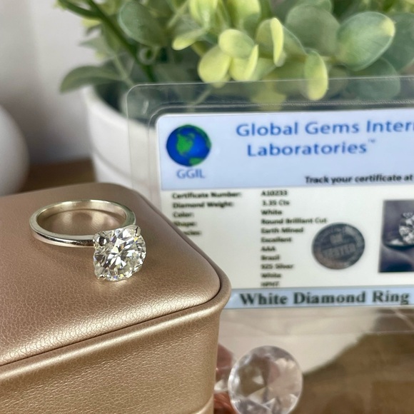 SALE‼️CERTIFIED-3.35ct DIAMOND SOLITAIRE. Rhodium plate. EARTH MINED IN BRAZIL - Picture 4 of 16